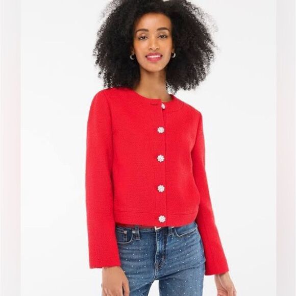 J Crew Tweed Lady Jacket with Jewel Buttons NWT - Picture 1 of 8